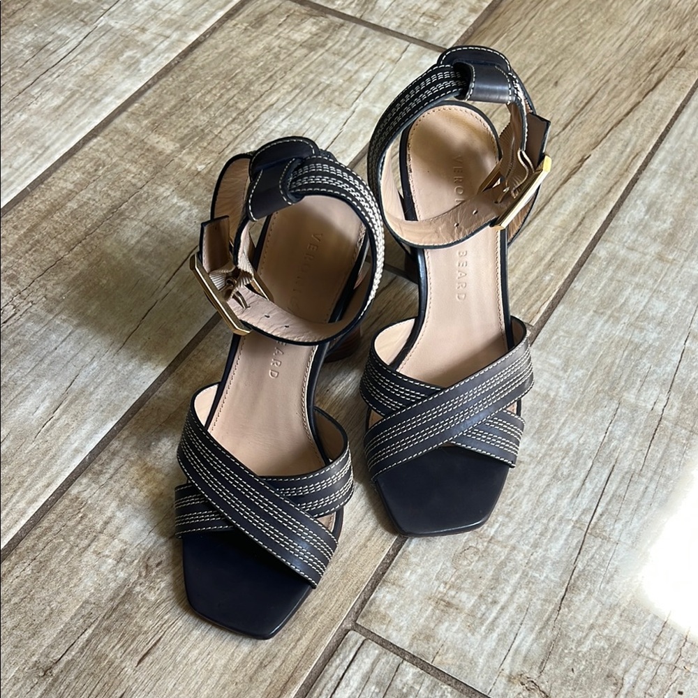 Veronica Beard Navy Strappy Heels
